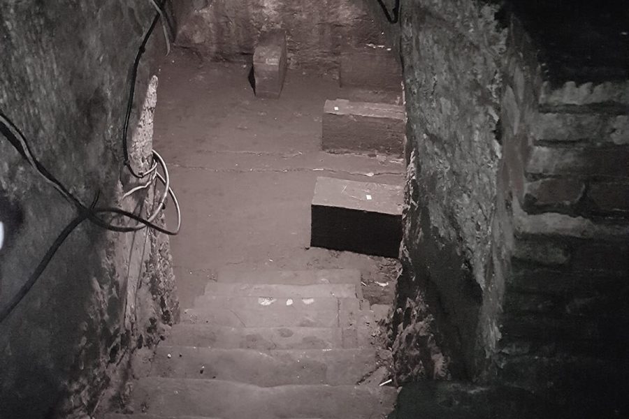 Strelley Hall steps down to cellar