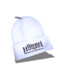 Gift Shop 7 Retro Logo Haunted Houses Beanie Hat - White